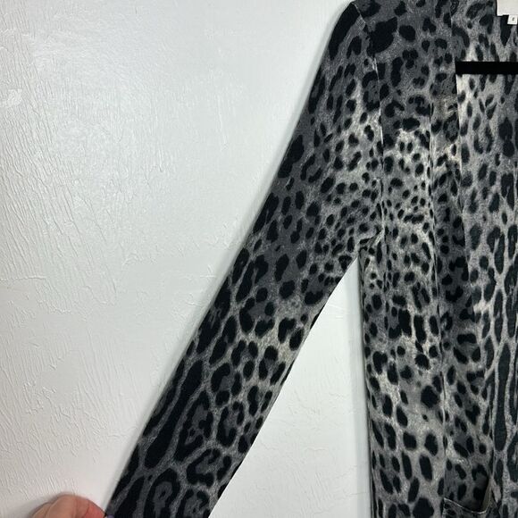 TSE Pure Cashmere Leopard Print Open Front Long Sleeve Cardigan Sweater Size M - Picture 4 of 10